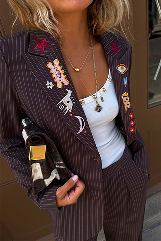 Chocolate Pinstripe Taylor Blazer
