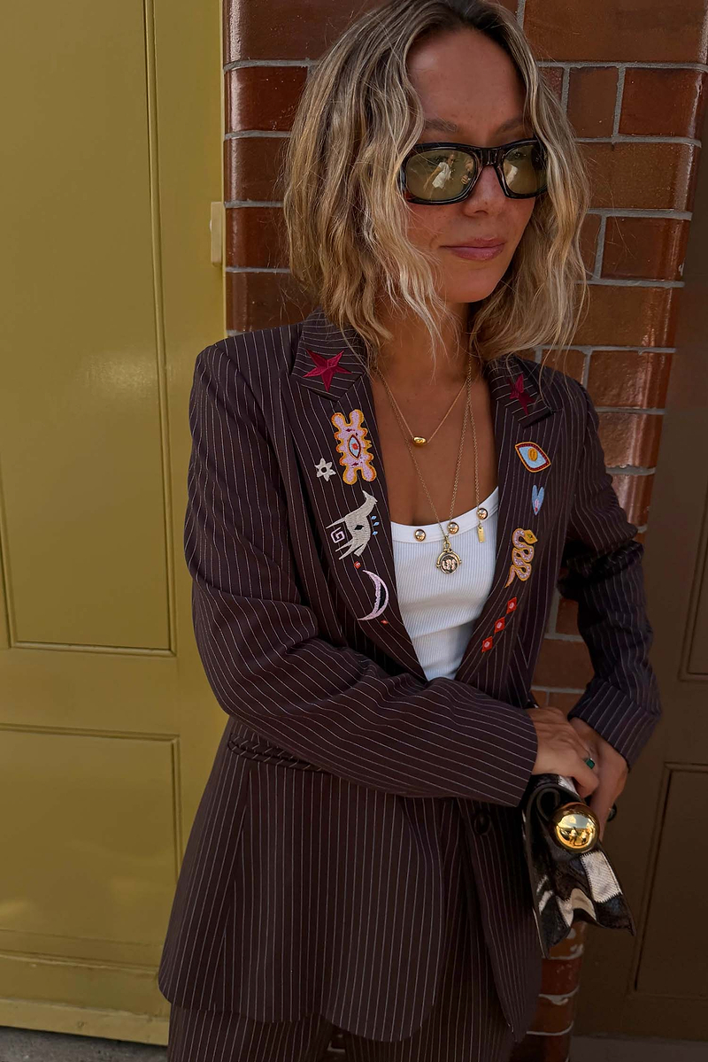 Chocolate Pinstripe Taylor Blazer