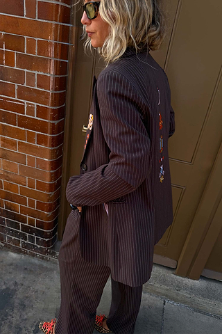 Chocolate Pinstripe Taylor Blazer