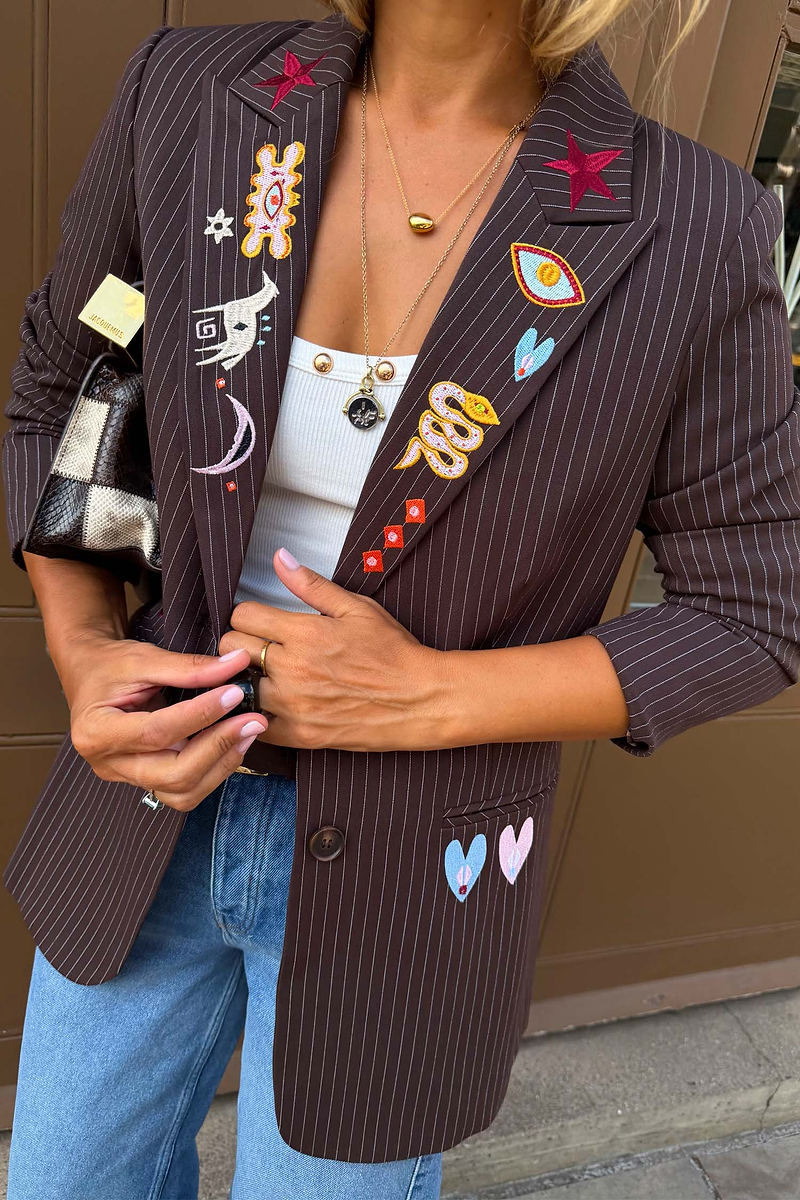 Chocolate Pinstripe Taylor Blazer