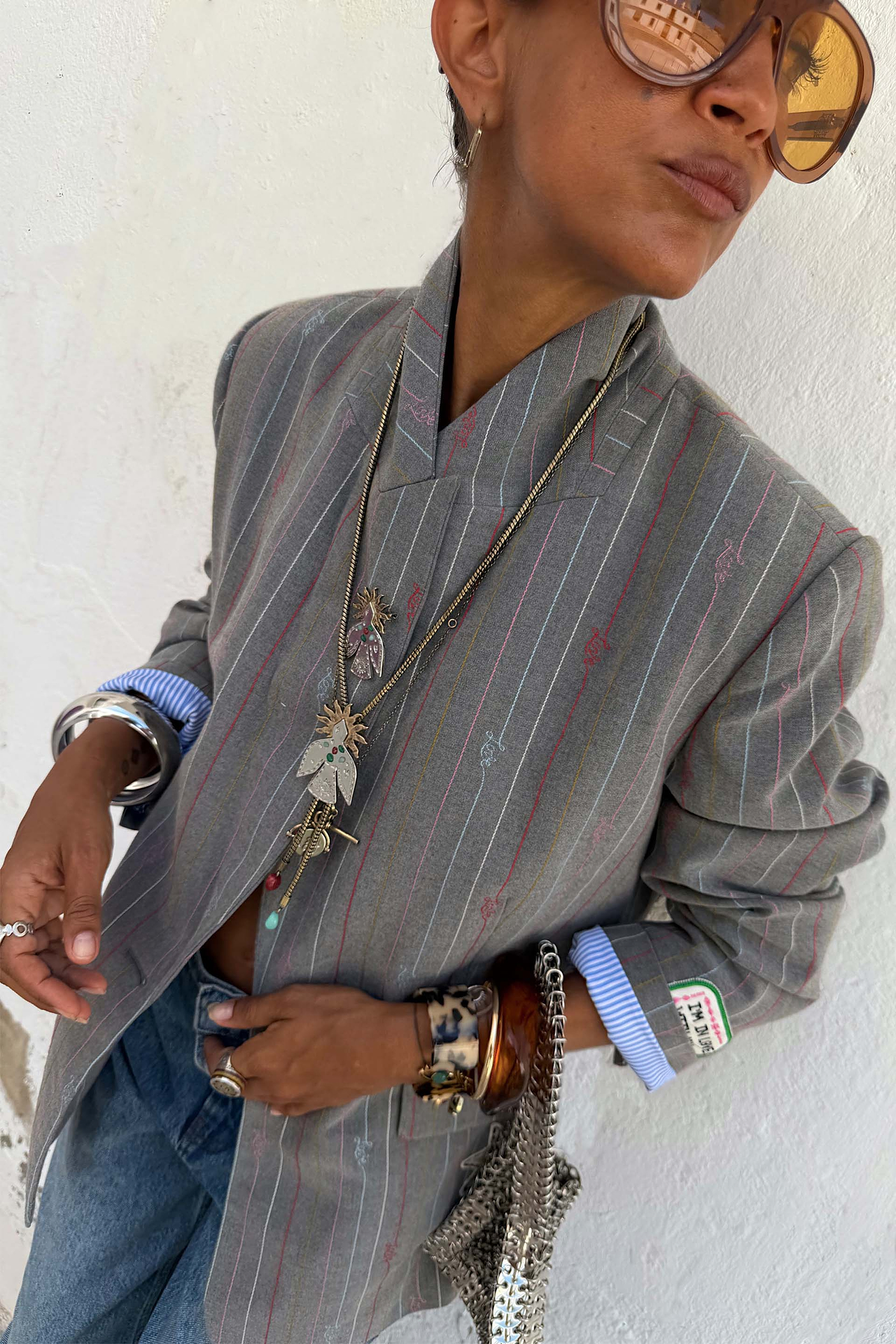 Grey Love Pinstripe Blazer