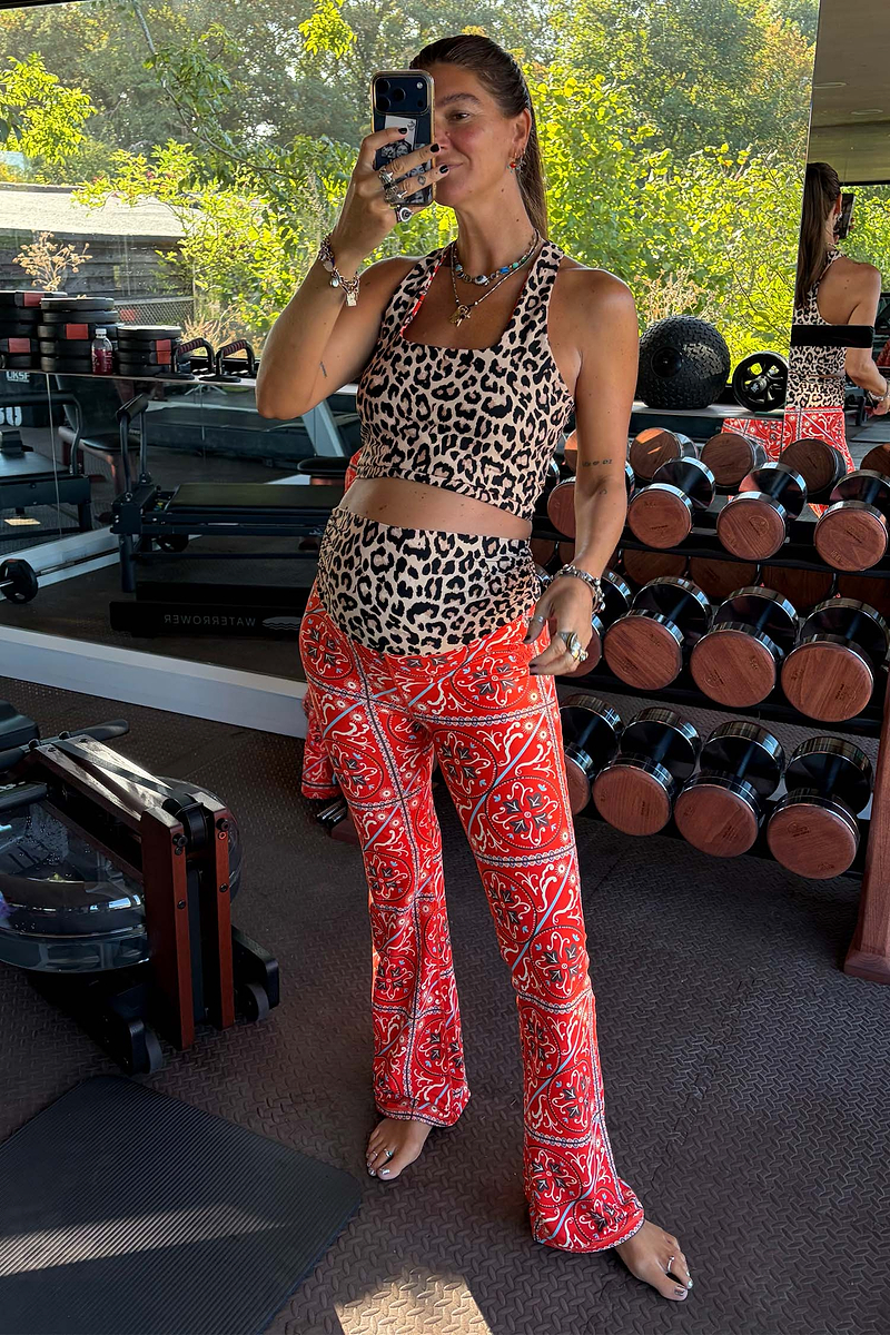 Red Paisley Wide Leg Legging