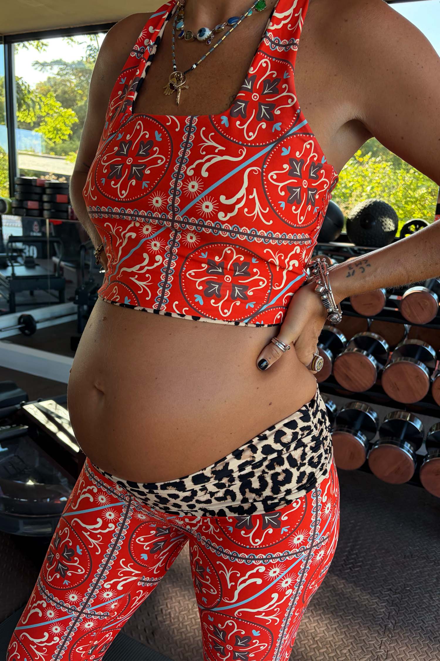 Red Paisley Wide Leg Legging