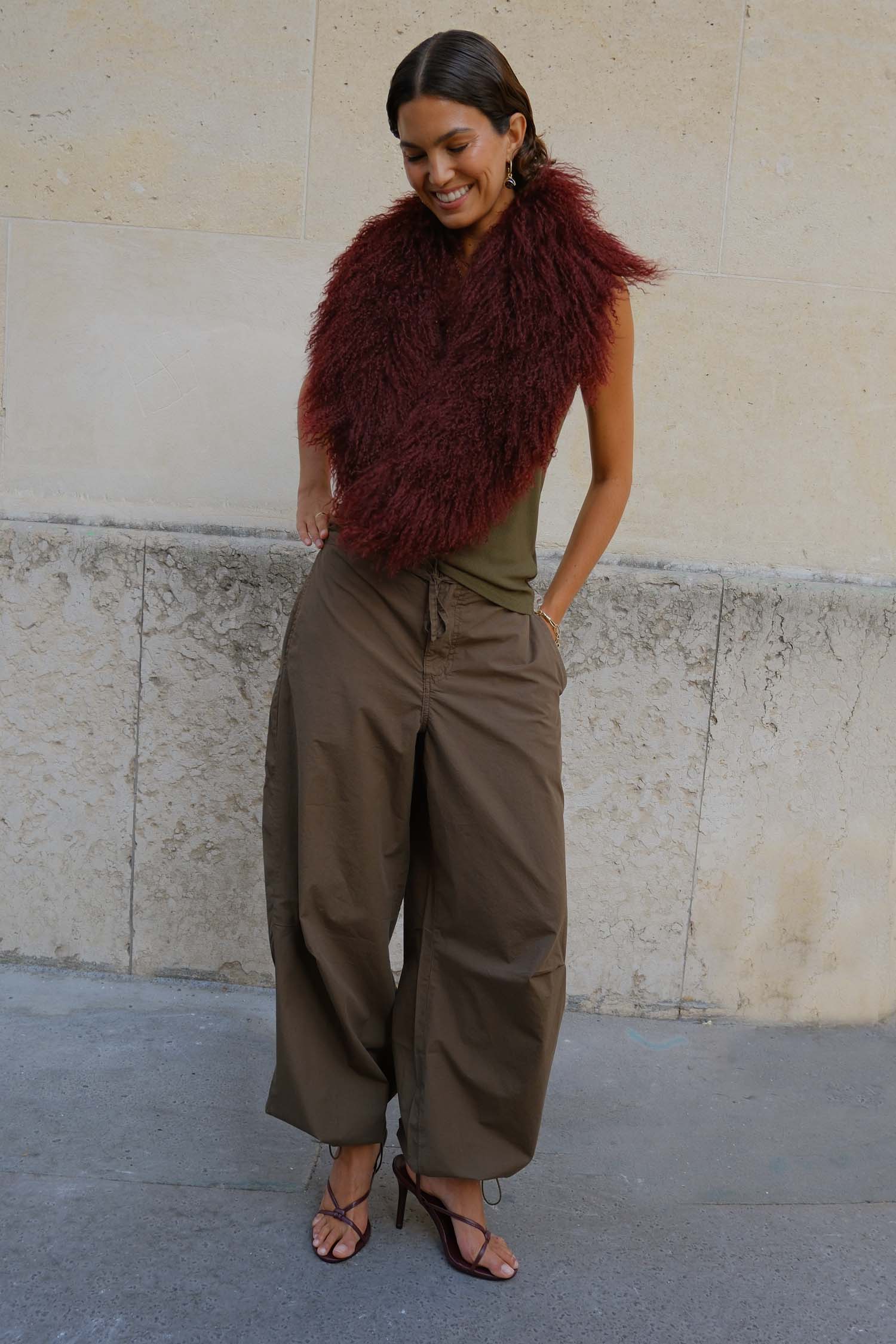 Burgundy Faux Fur Stole