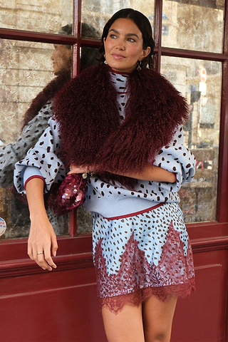 Burgundy Faux Fur Stole