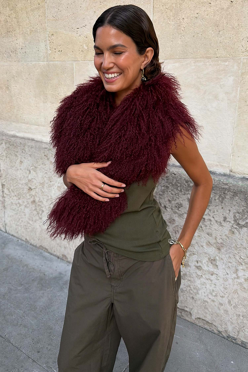 Burgundy Faux Fur Stole