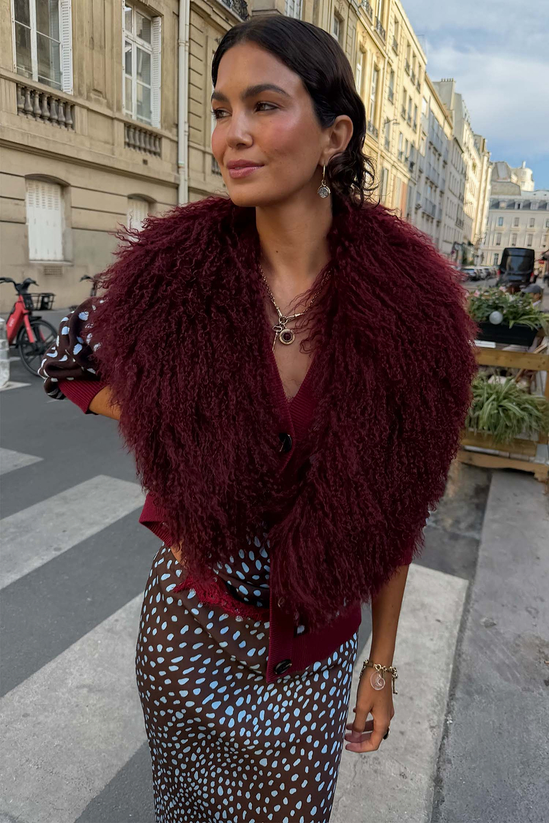 Burgundy Faux Fur Stole