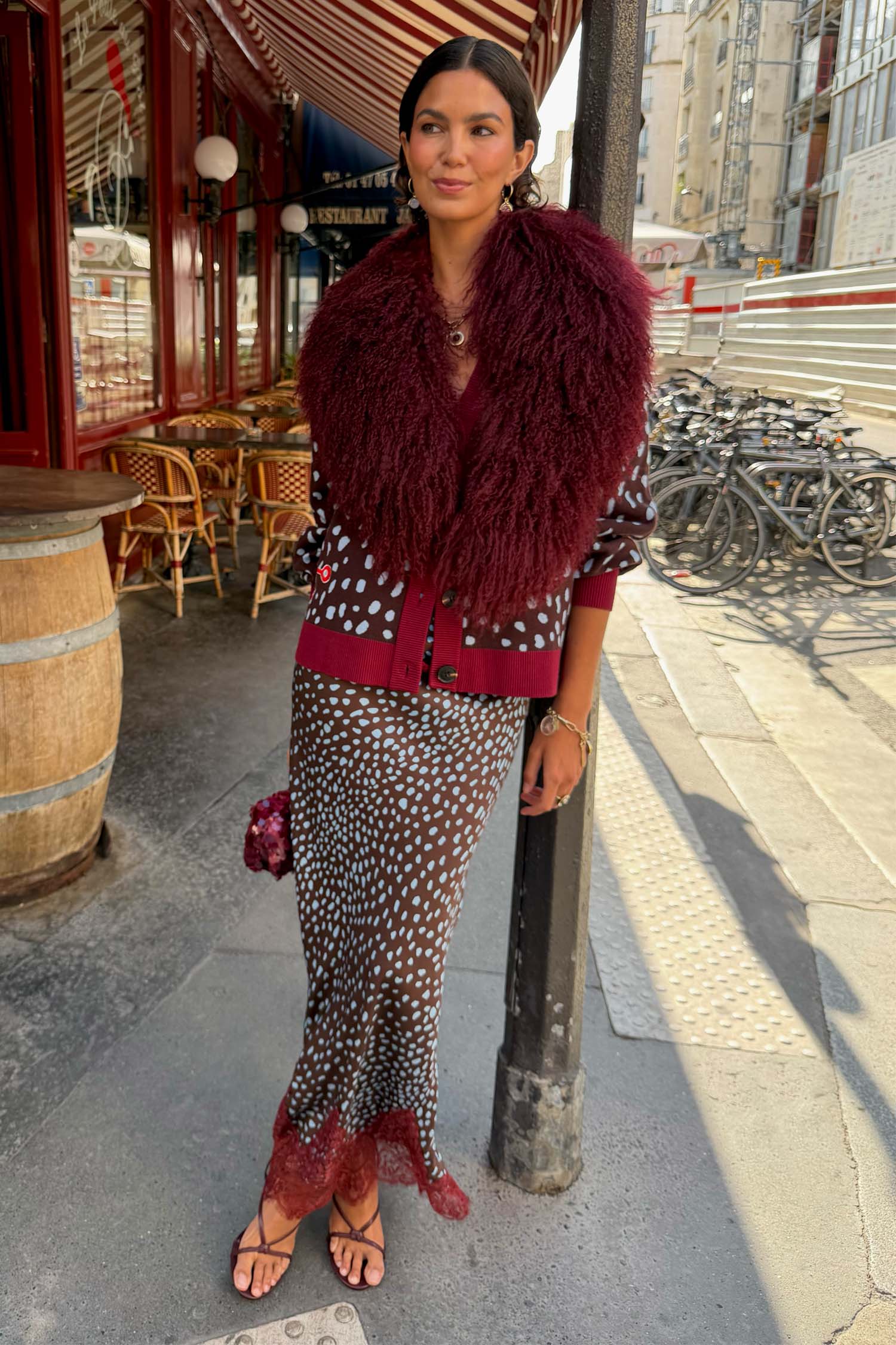 Burgundy Faux Fur Stole