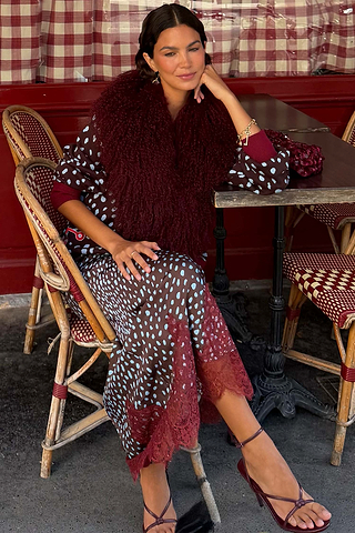Burgundy Faux Fur Stole