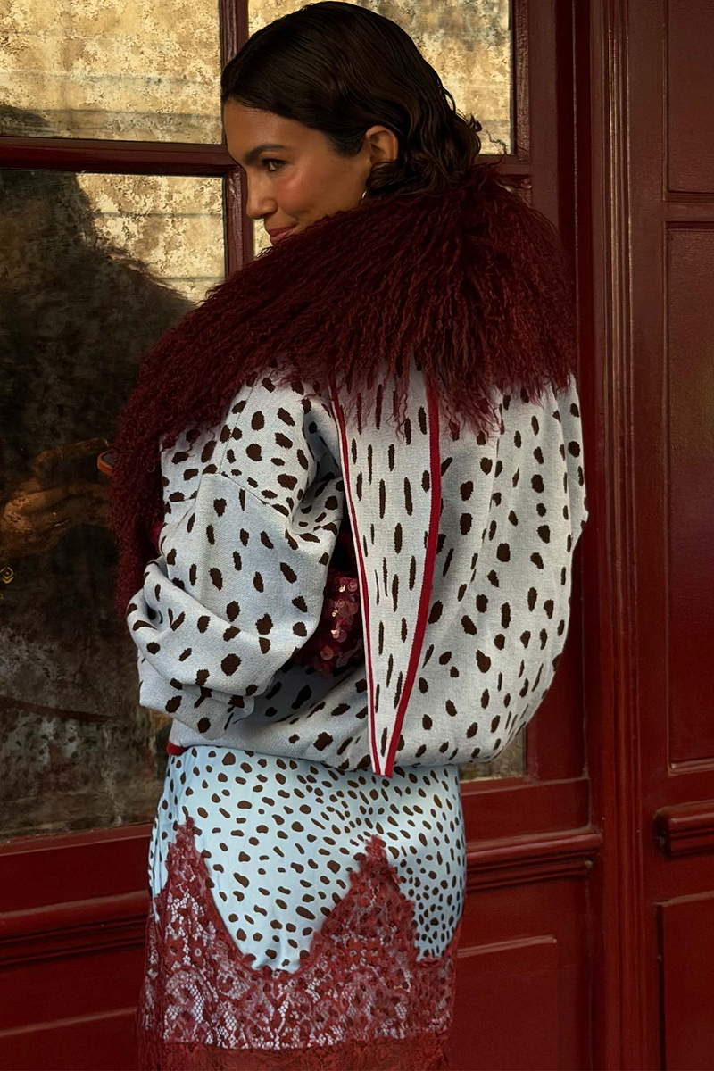 Burgundy Faux Fur Stole