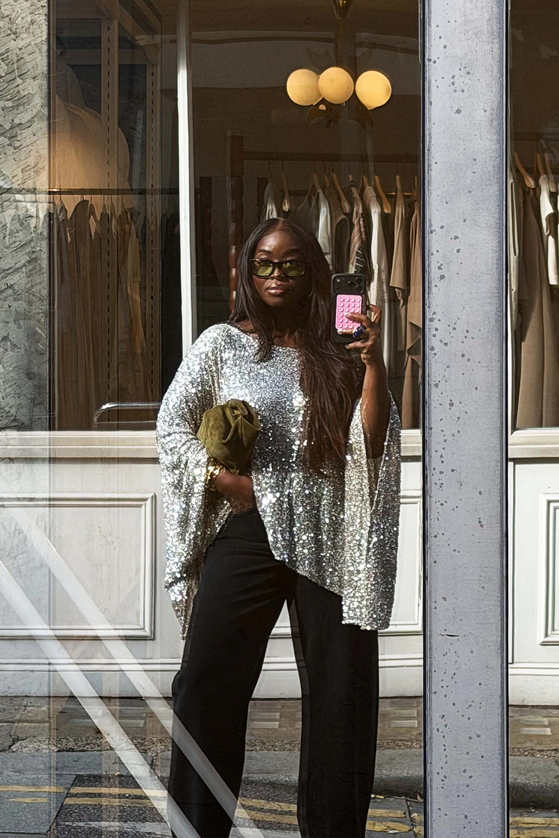 Silver Sequin Cape Top