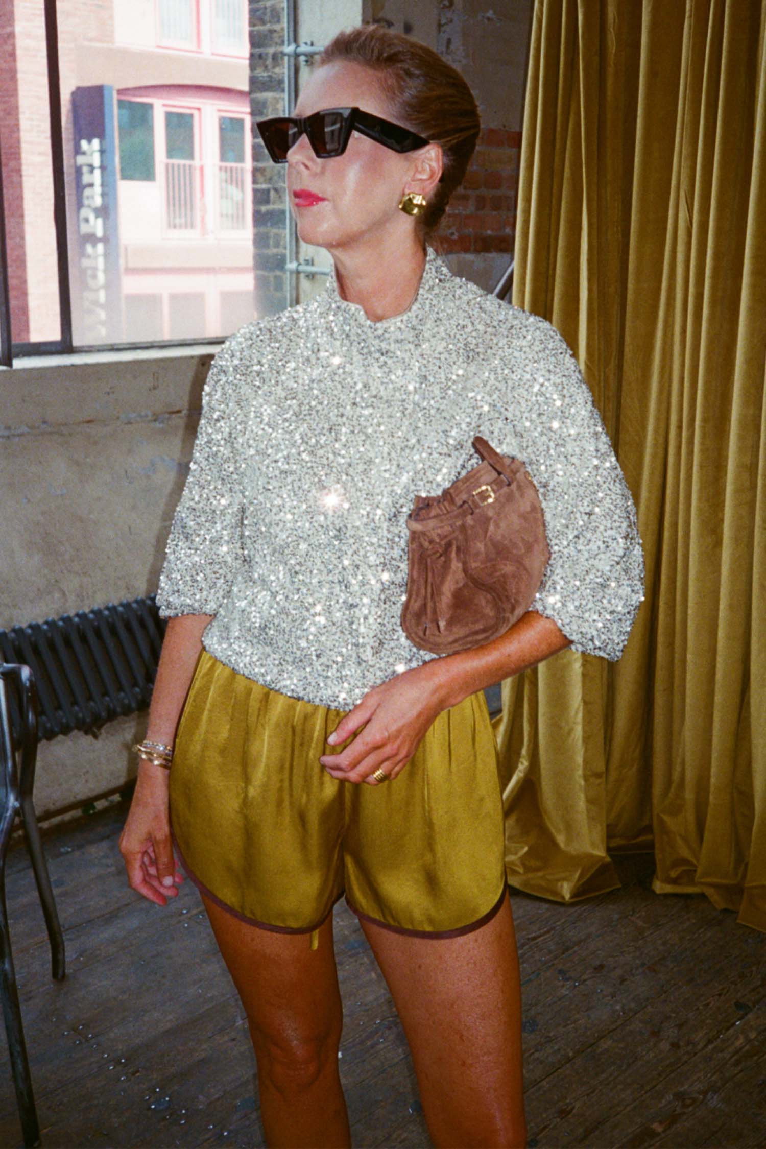 Silver Sequin Funnel Neck Jacket