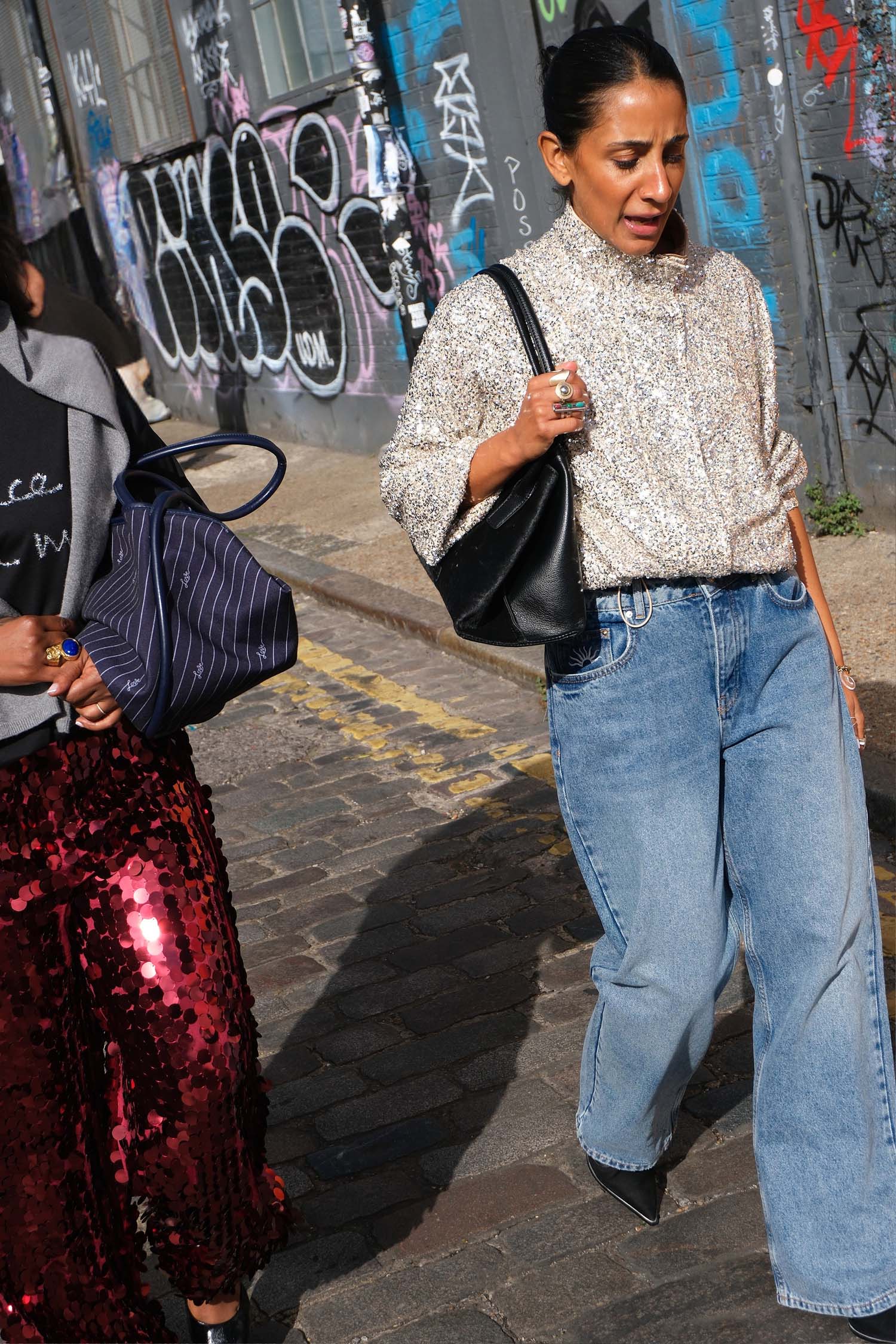 Silver Sequin Funnel Neck Jacket
