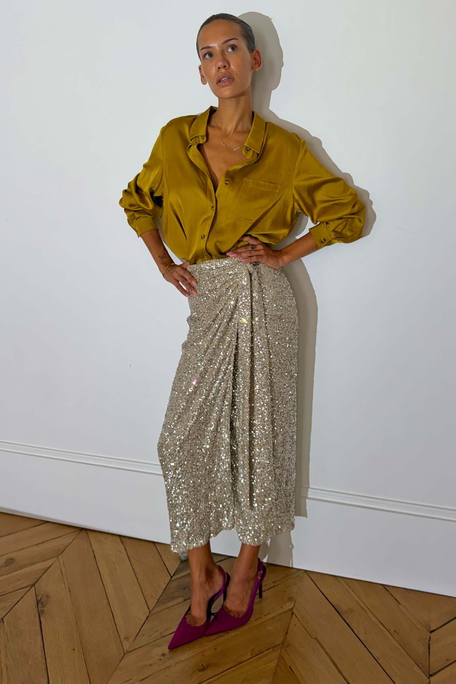 Sequin Maxi Wrap Jaspre Skirt