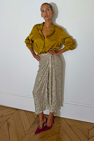 Sequin Maxi Wrap Jaspre Skirt