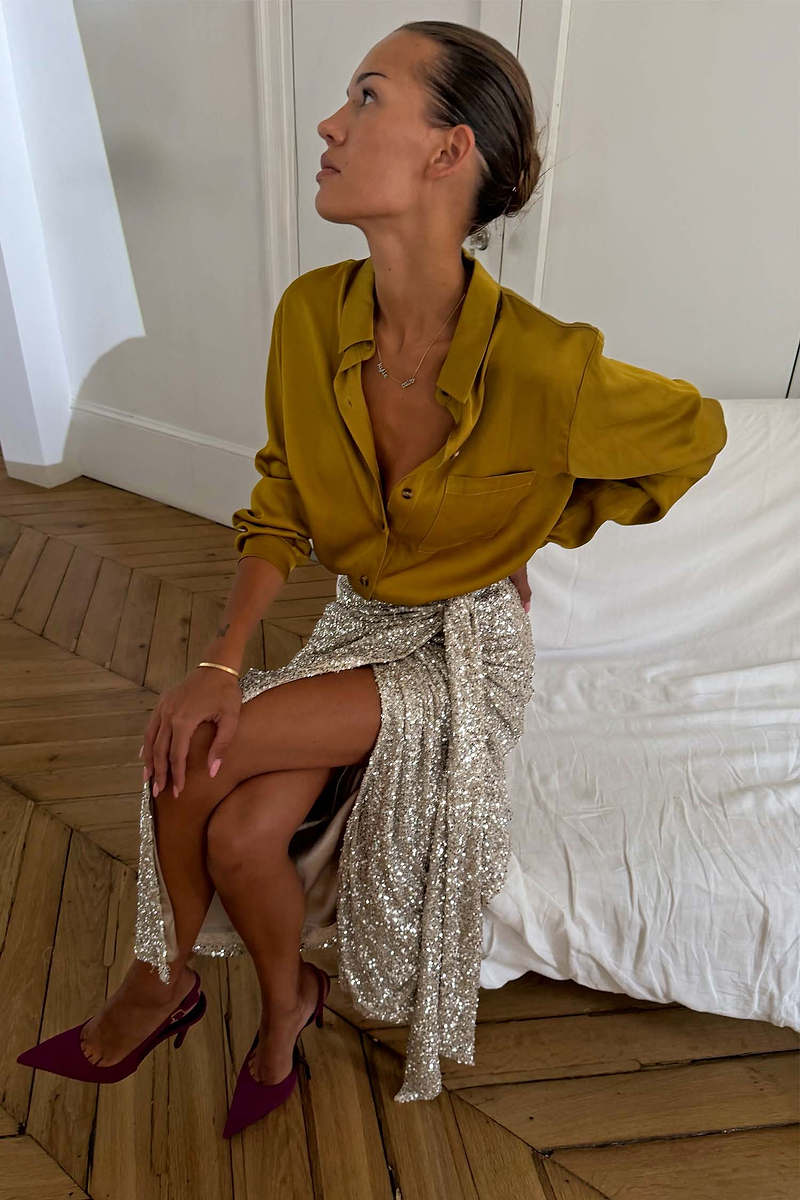 Sequin Maxi Wrap Jaspre Skirt