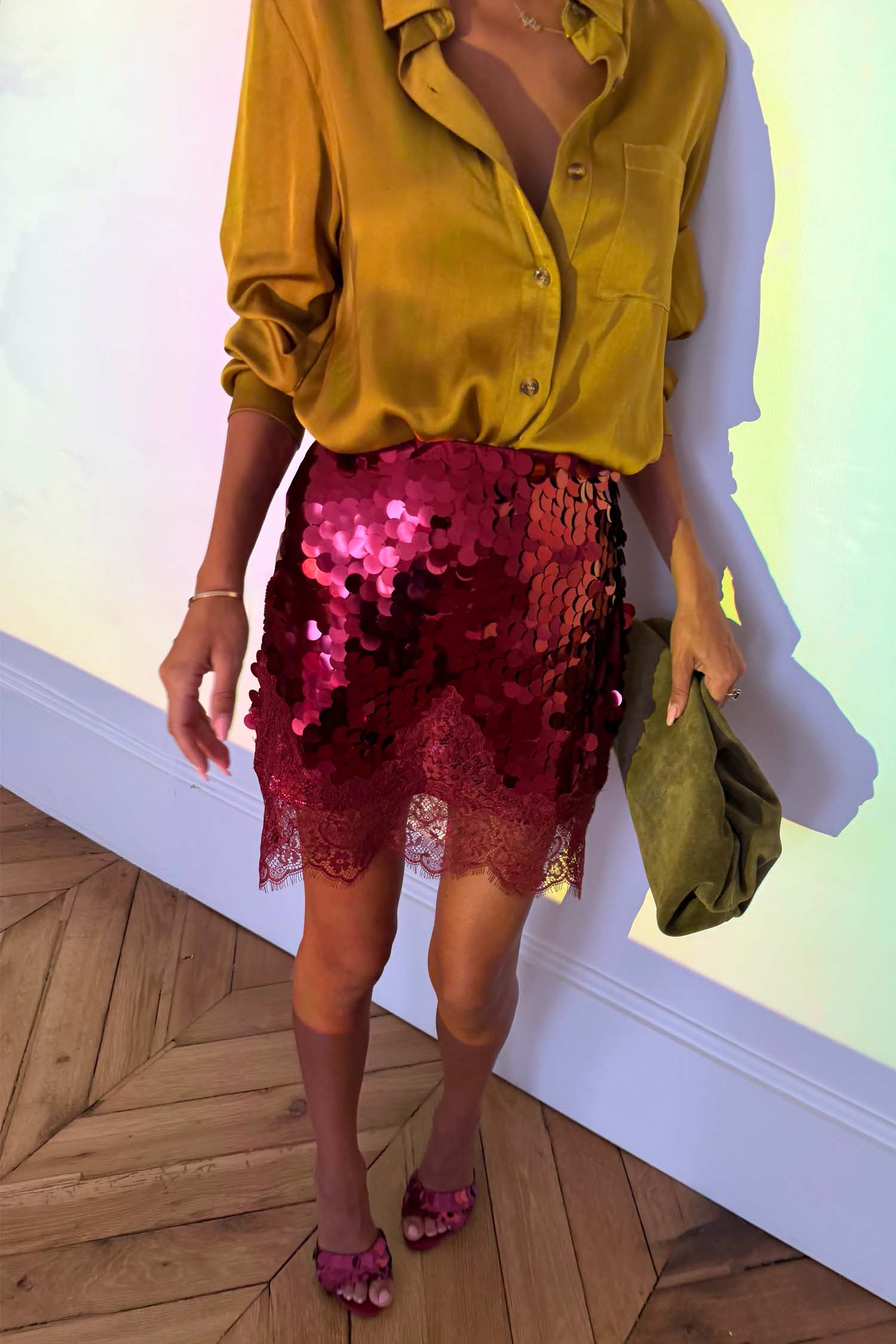 Burgundy Large Sequin Mini Maeva Skirt