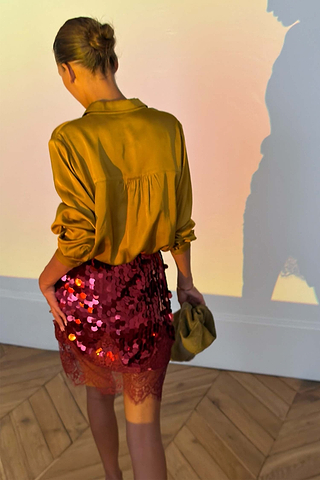 Burgundy Large Sequin Mini Maeva Skirt
