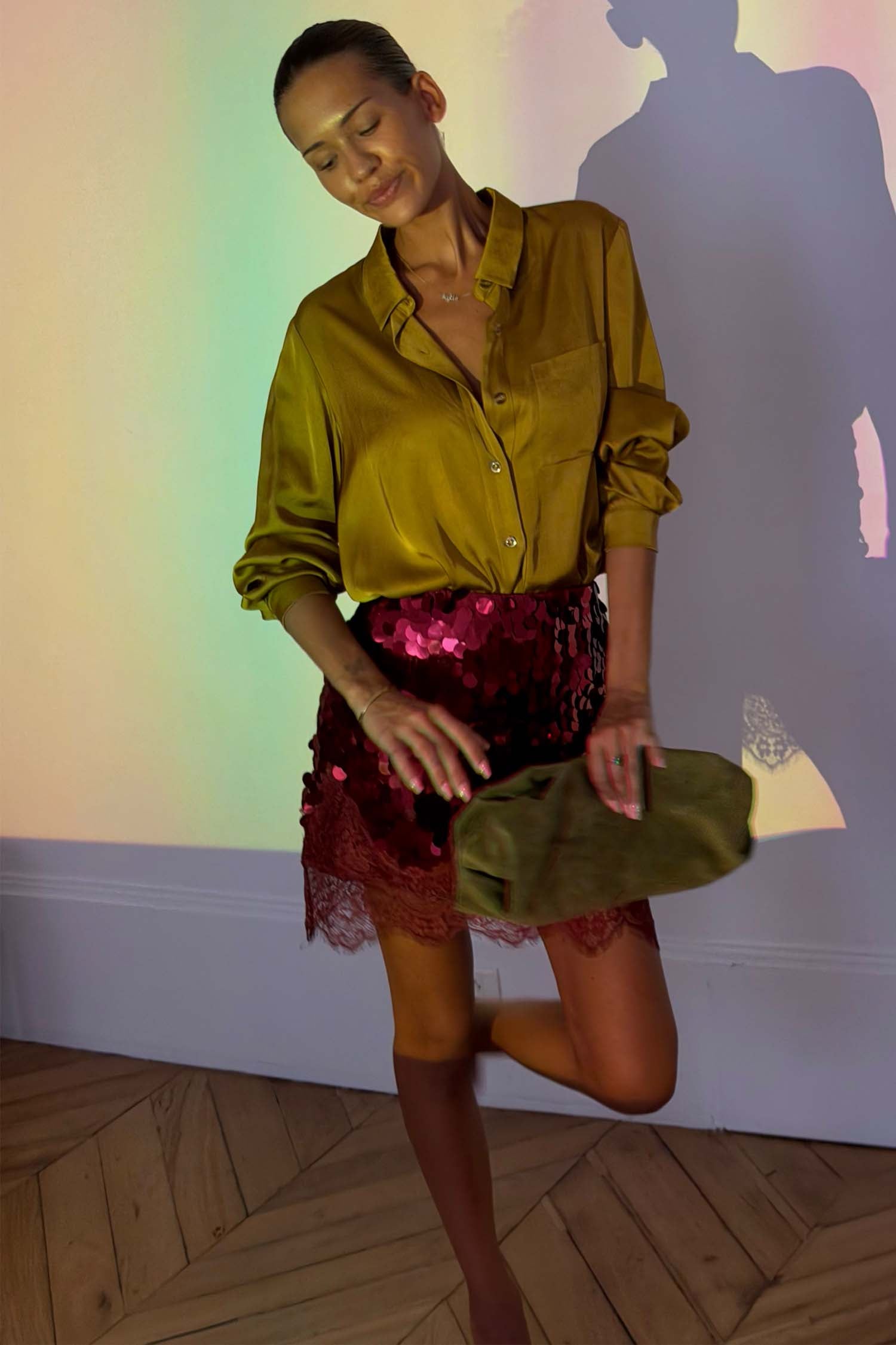 Burgundy Large Sequin Mini Maeva Skirt