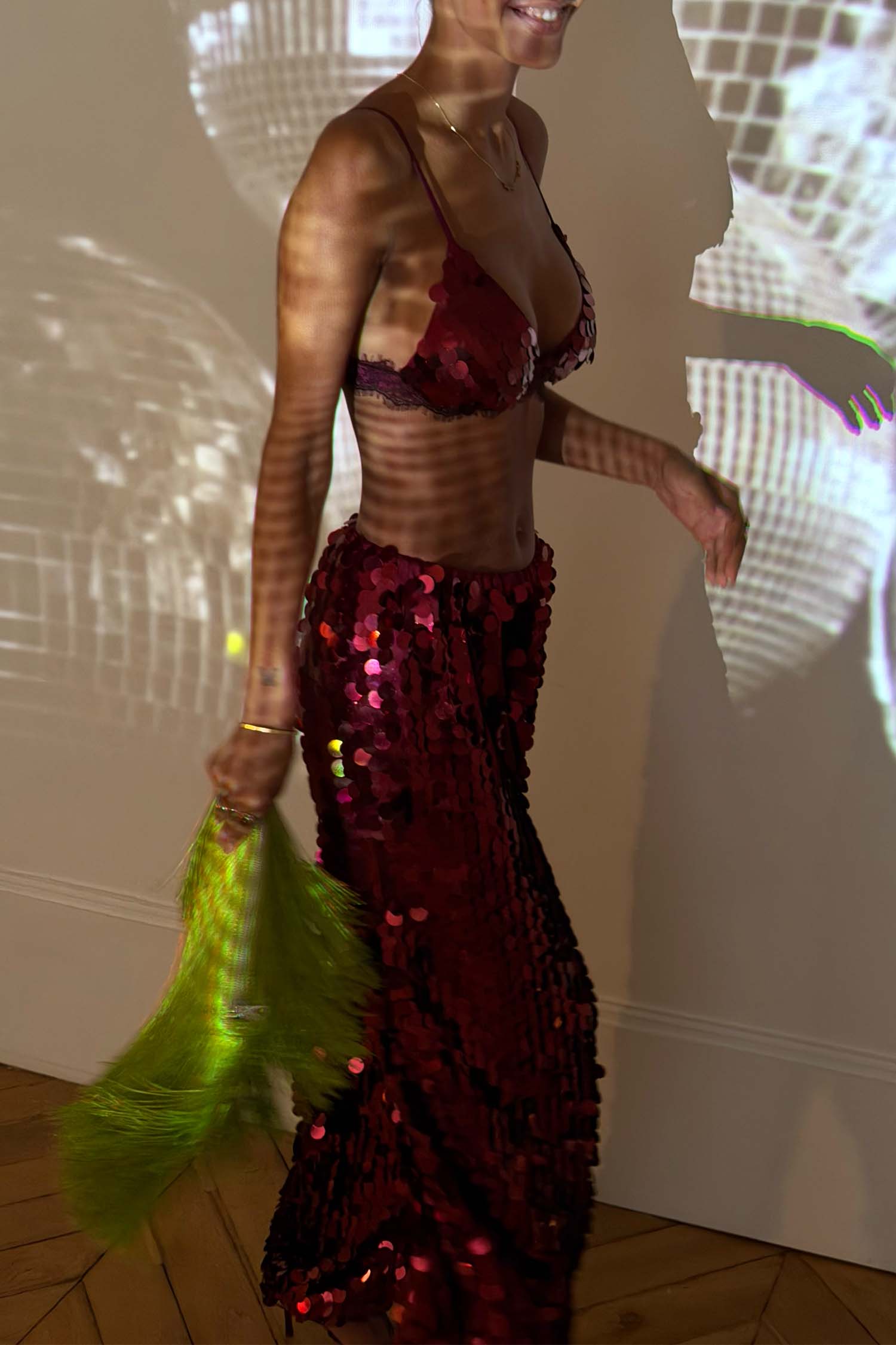 Burgundy Sequin Naomi Trousers