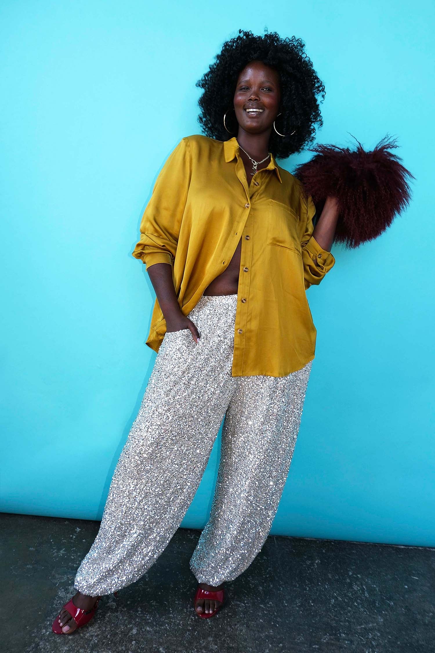 Silver Sequin Balloon Trouser