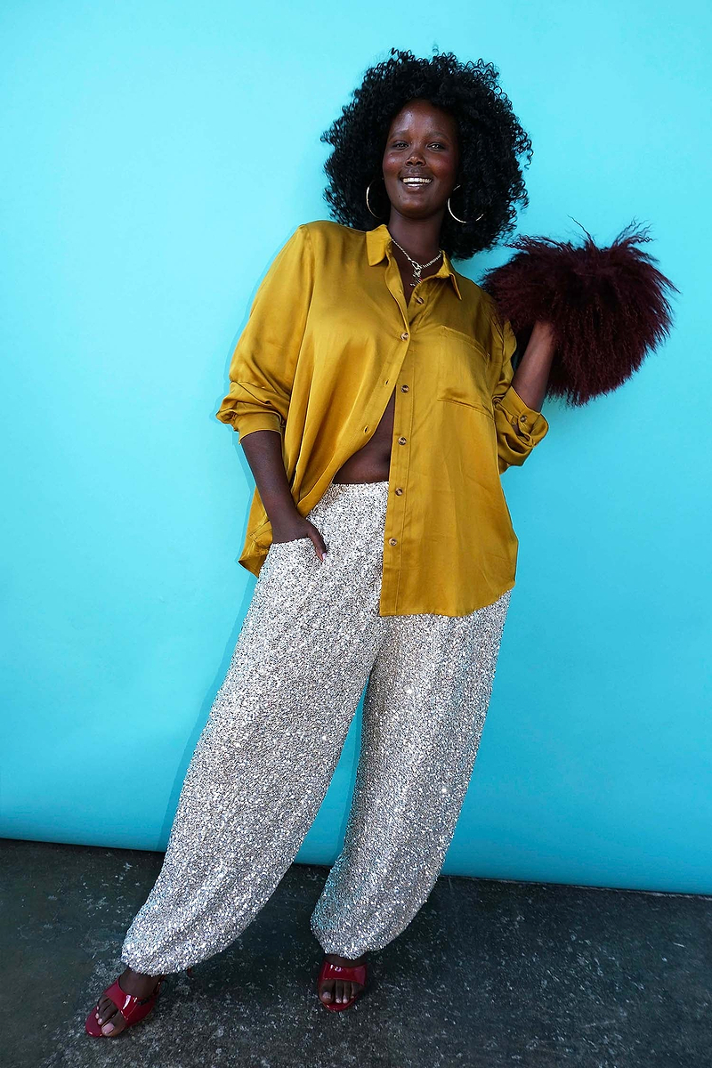 Silver Sequin Balloon Trouser