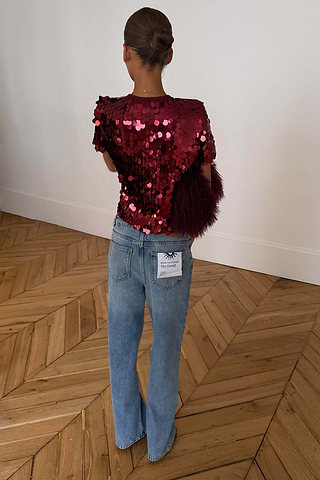 Burgundy Large Sequin T-Shirt