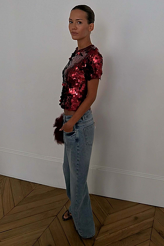Burgundy Large Sequin T-Shirt