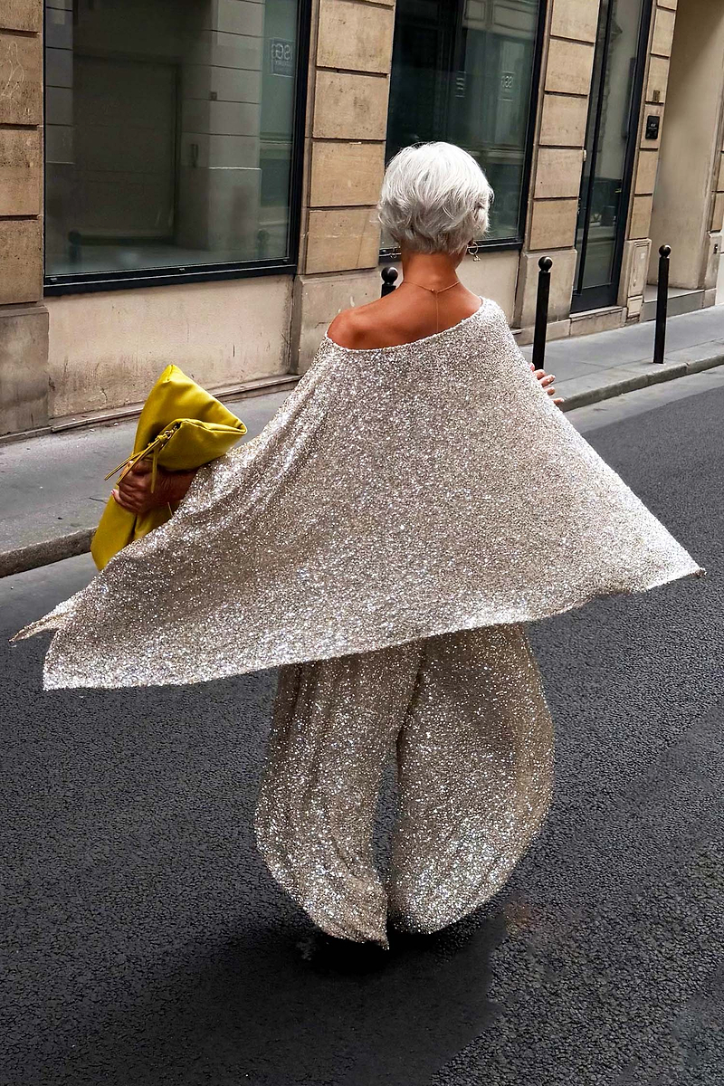 Silver Sequin Cape Top