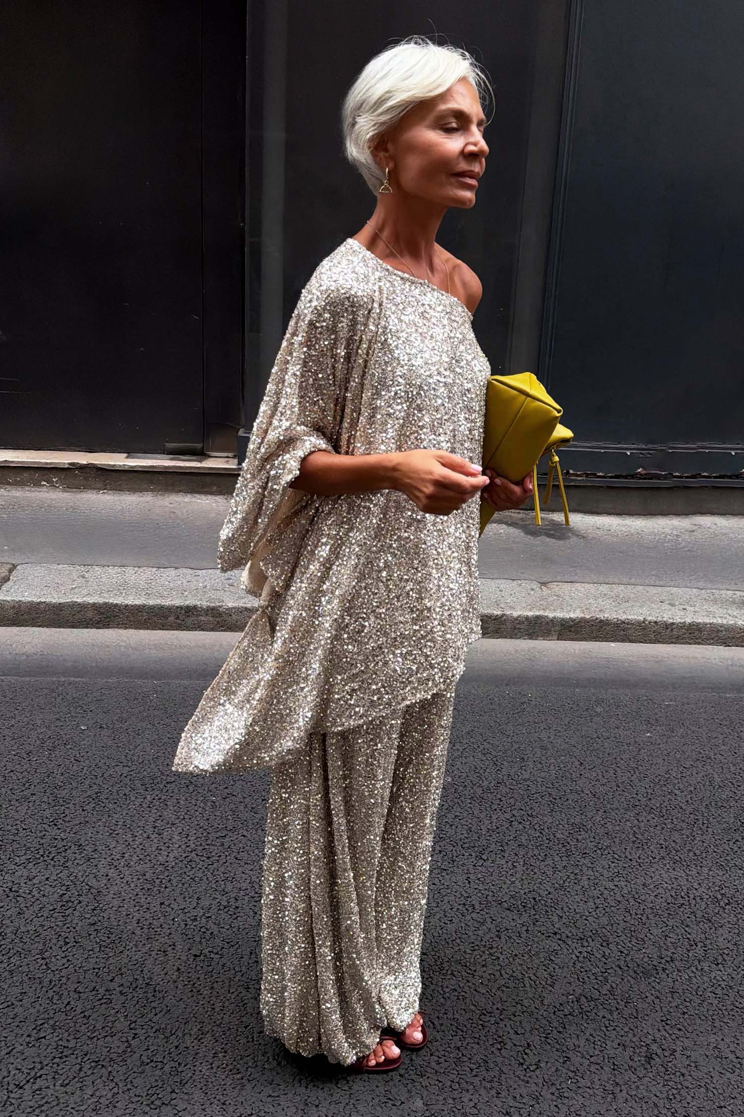 Silver Sequin Cape Top
