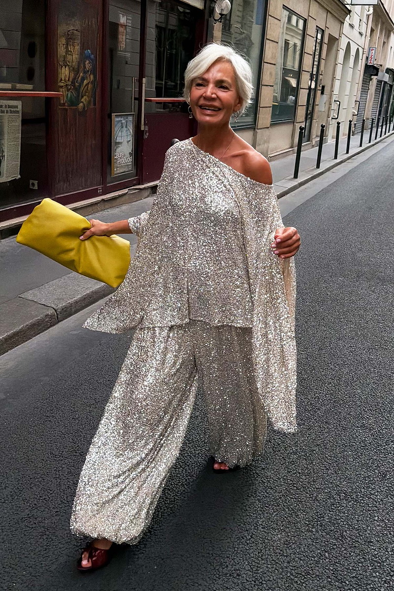 Silver Sequin Cape Top