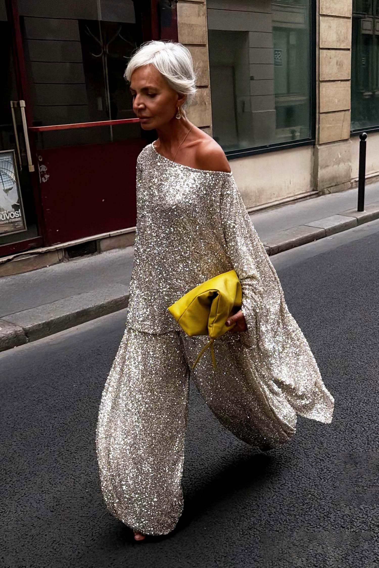 Silver Sequin Cape Top