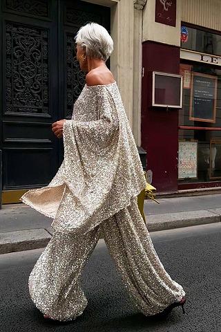Silver Sequin Cape Top