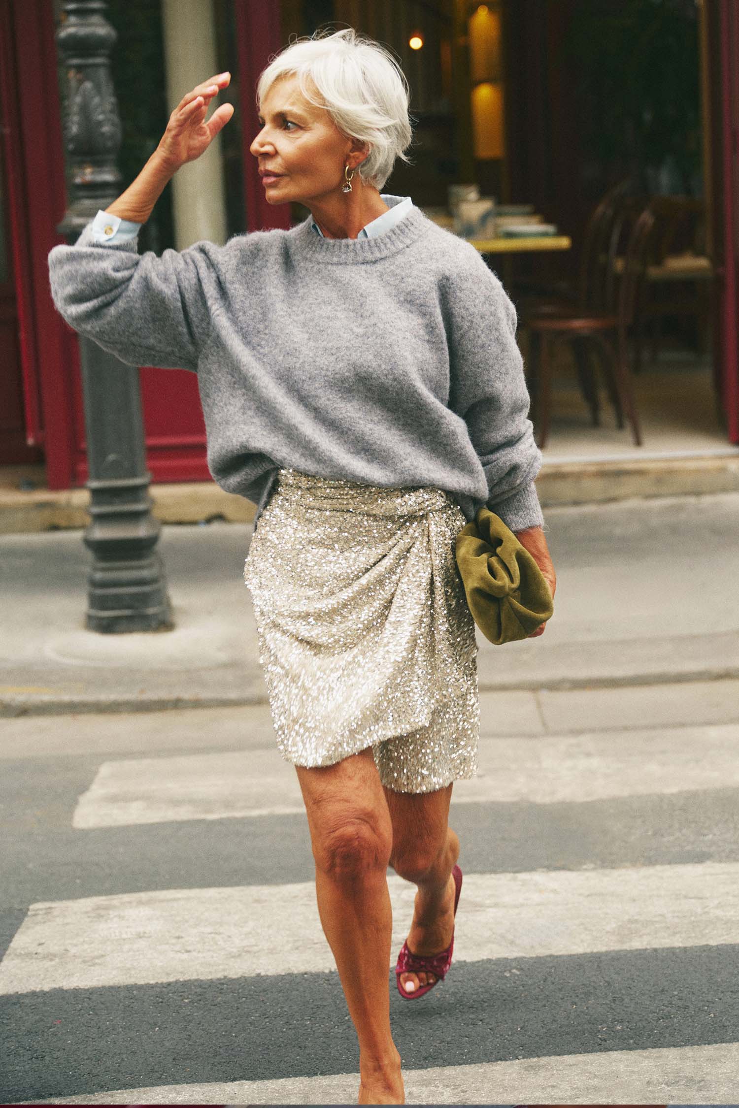 Silver Sequin Mini Jaspre Skirt
