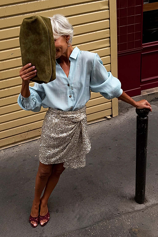 Silver Sequin Mini Jaspre Skirt