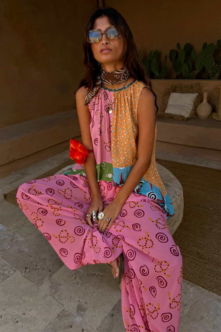 Pink Snake Balloon Trouser with dusky pink snake and swirl motifs in a balloon silhouette.