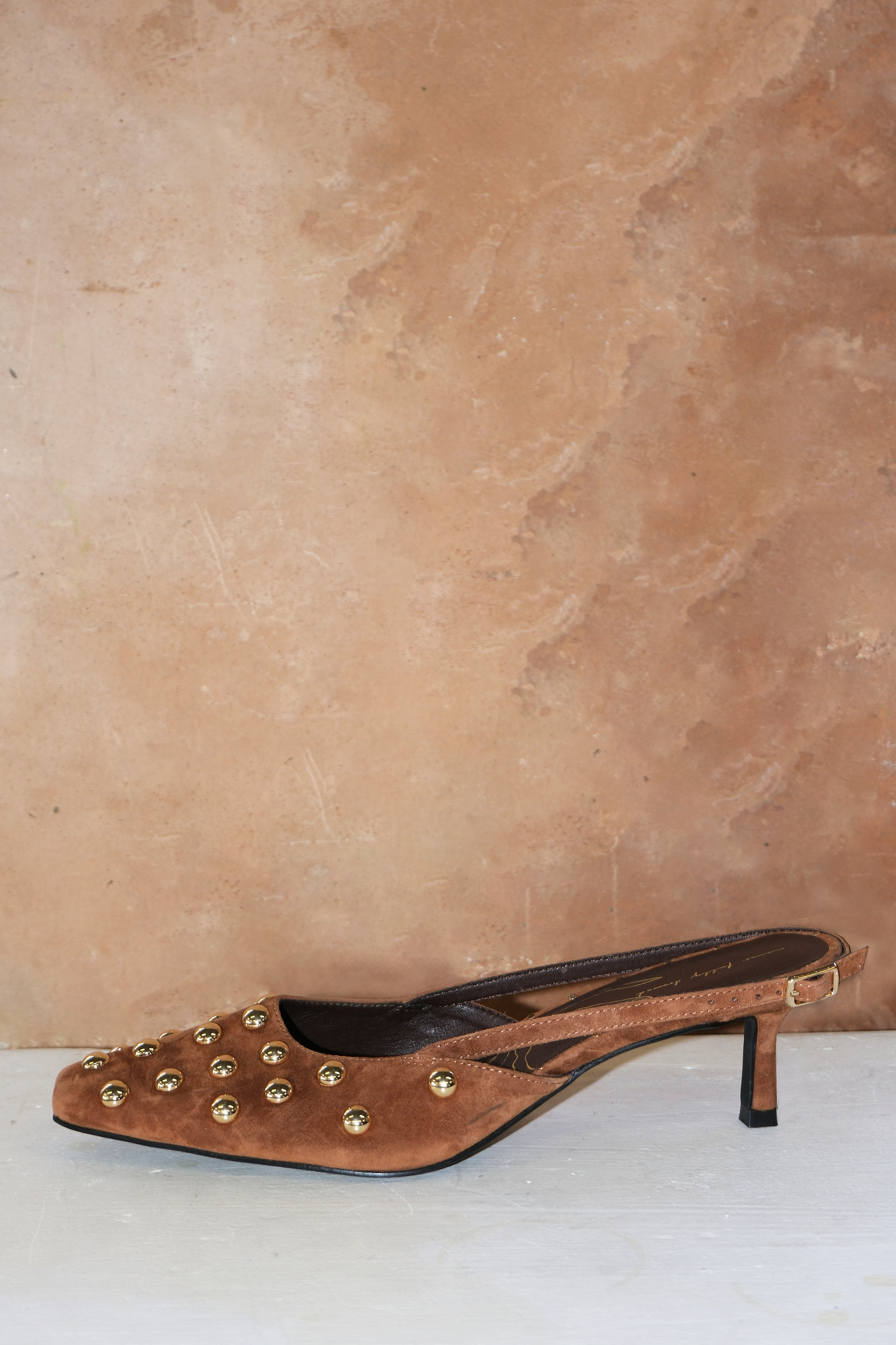 Tan Studded Slingback Heel