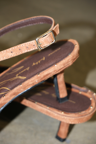 Tan Studded Slingback Heel