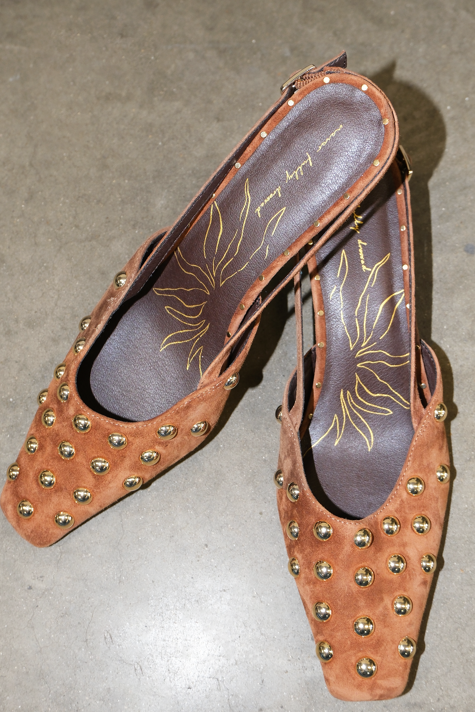 Tan Studded Slingback Heel