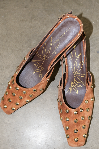 Tan Studded Slingback Heel