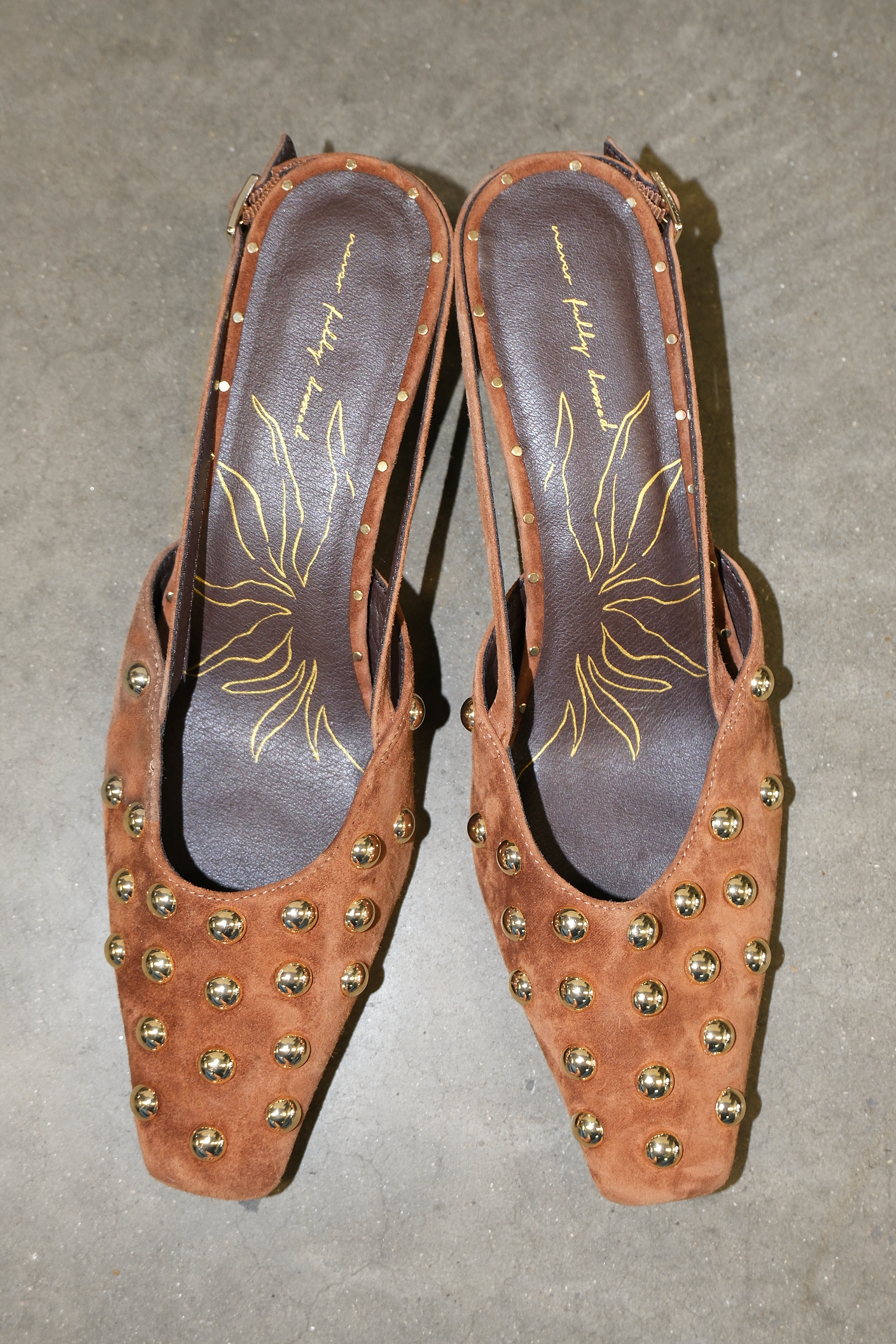 Tan Studded Slingback Heel