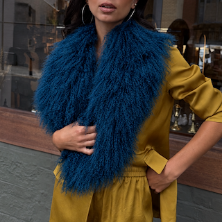 Teal Blue Faux Fur Stole