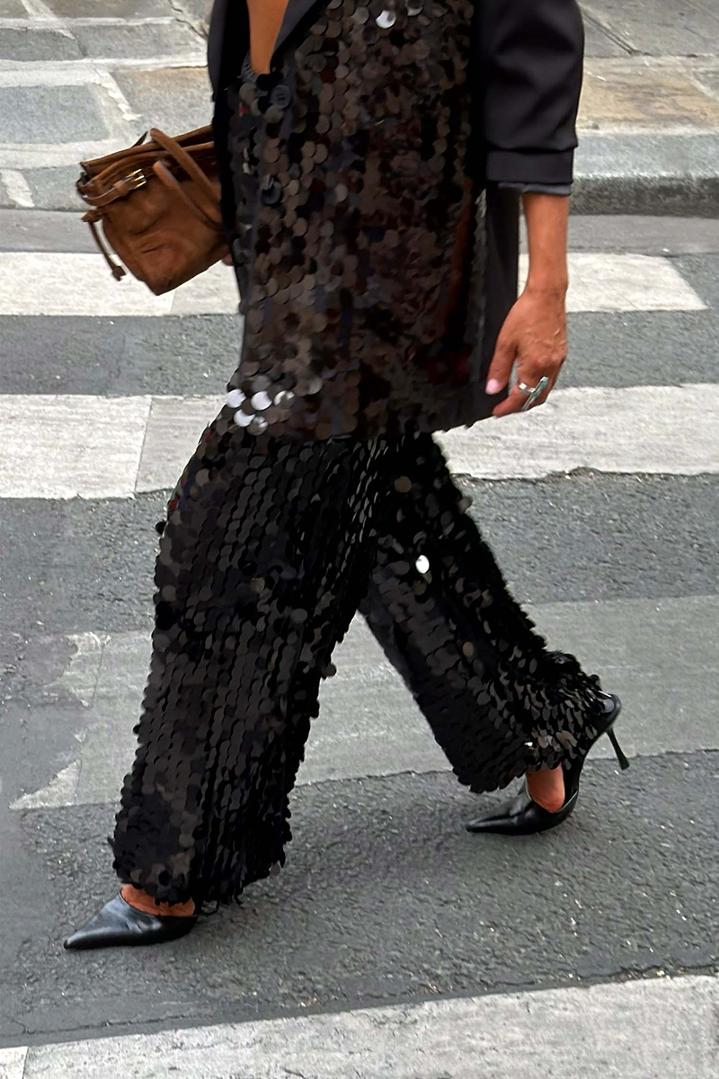 Black Sequin Naomi Trouser