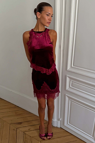 Burgundy Velvet Top