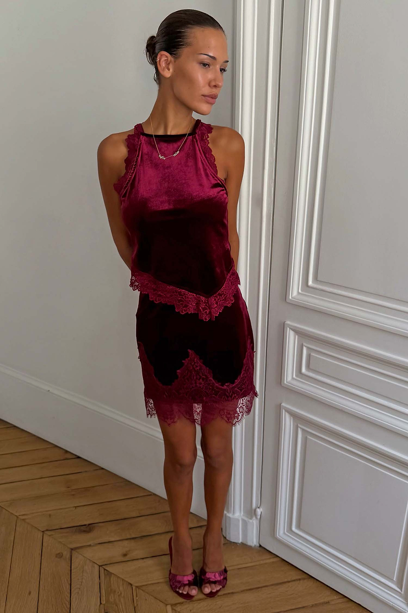 Burgundy Velvet Top