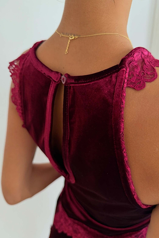 Burgundy Velvet Top