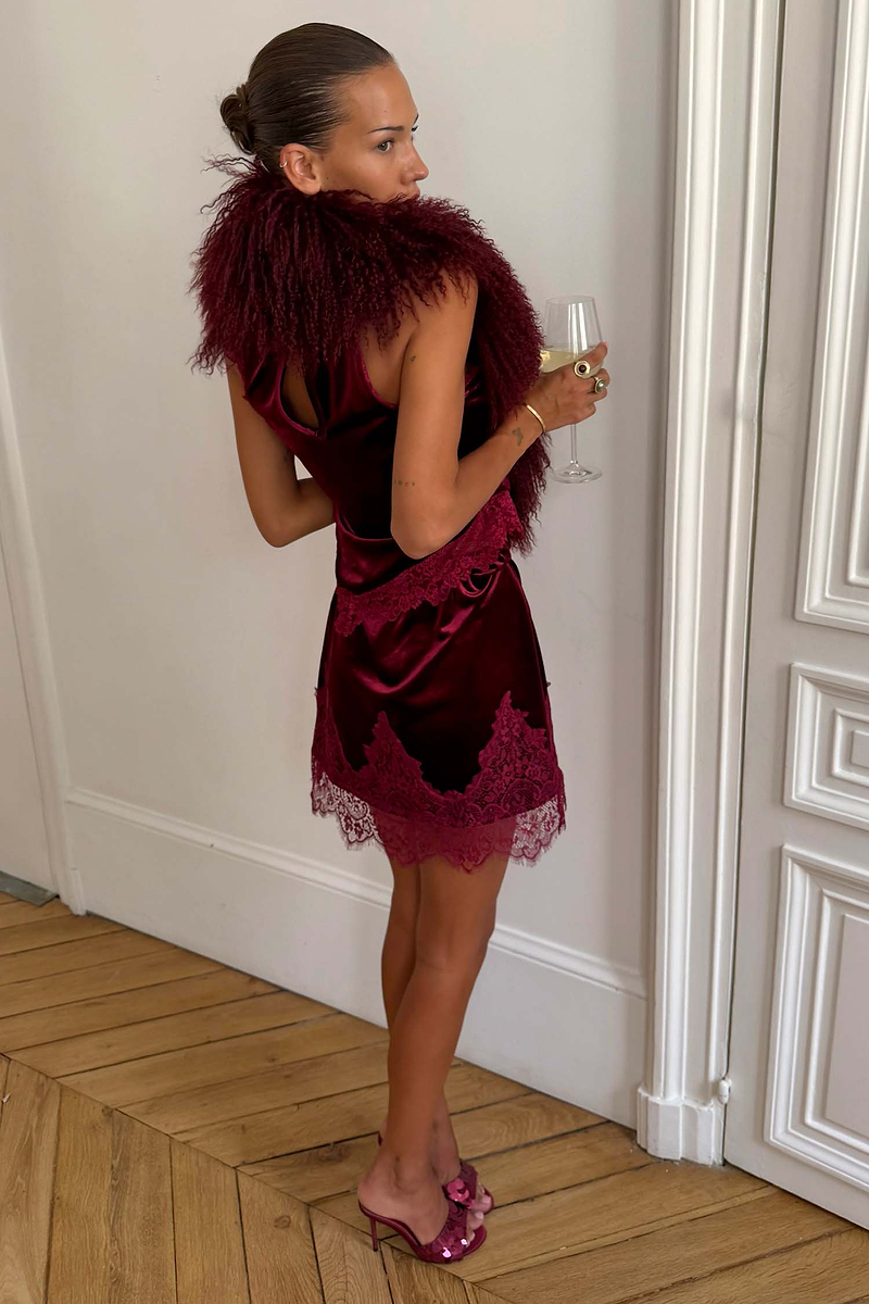 Burgundy Velvet Mini Maeva Skirt