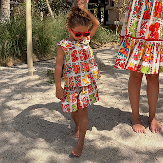 Girls Fruit Stamps Shorts Set