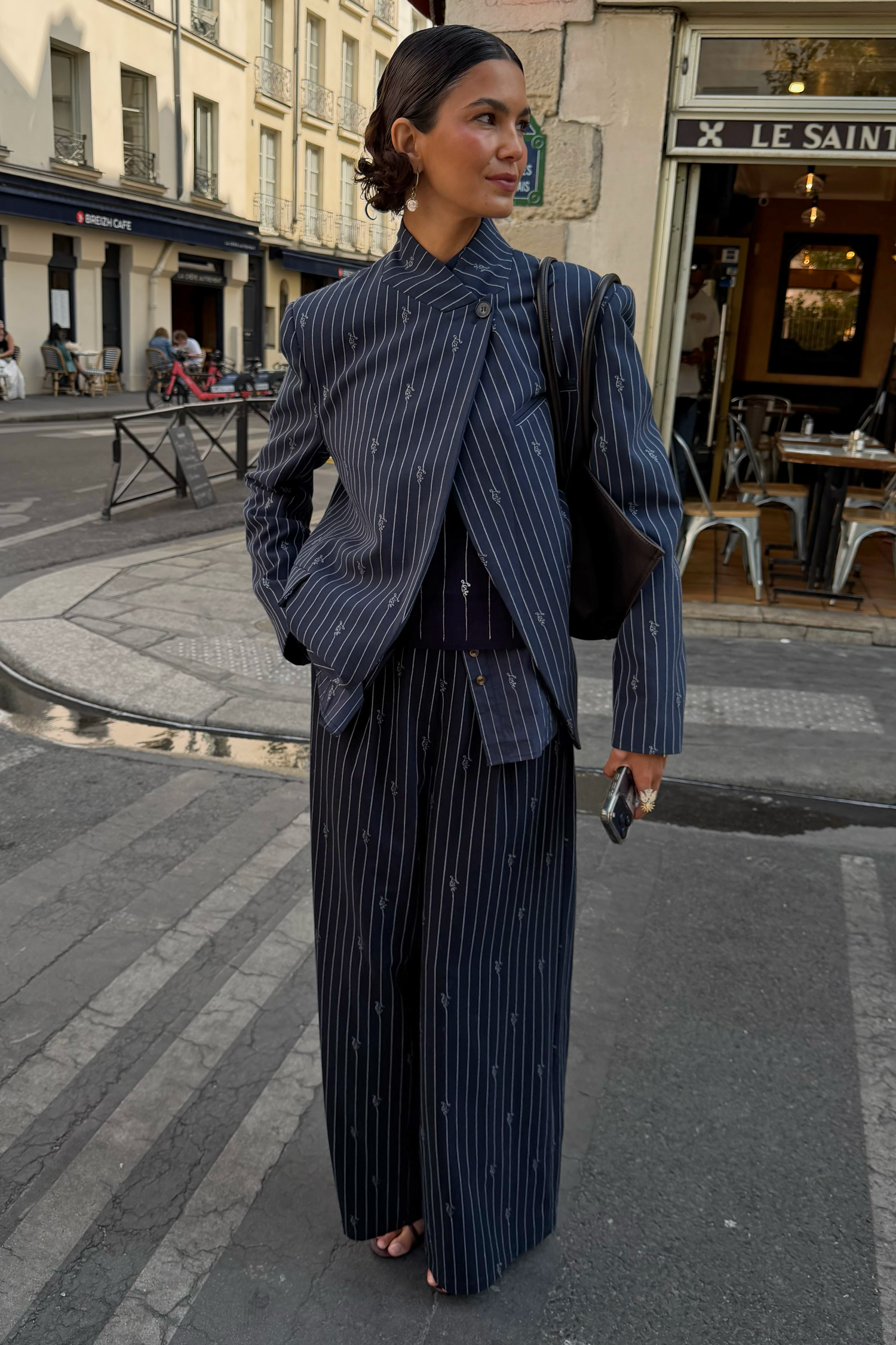 Navy Pinstripe Sophie Trousers