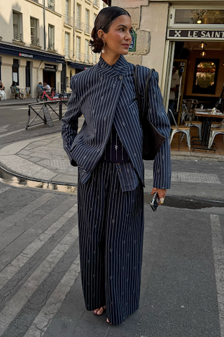 Navy Pinstripe Sophie Trousers